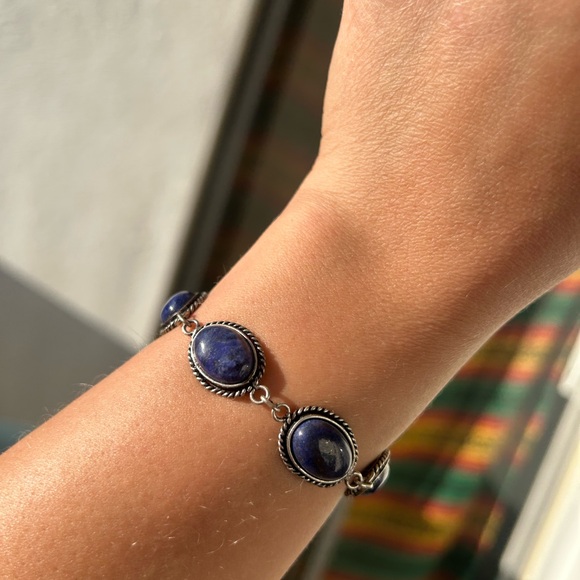 New Lapiz Lazuli Sterling Bracelet - Picture 7 of 8